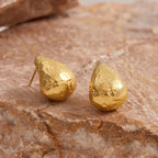 18K Gold Teardrop Opal Stud Earrings Ear Cuff Set