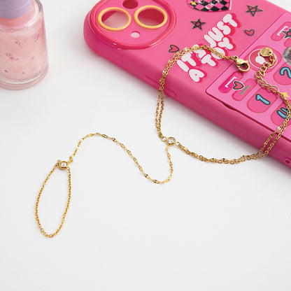18K Gold Simple Bling Dainty Hand Chain Bracelet