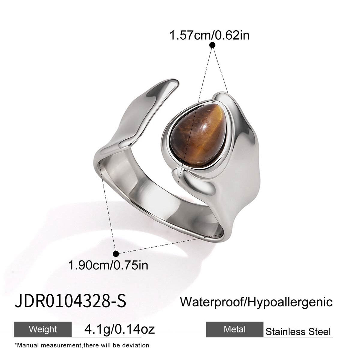 18K Gold Untamed Tiger Eye Statement Band Ring
