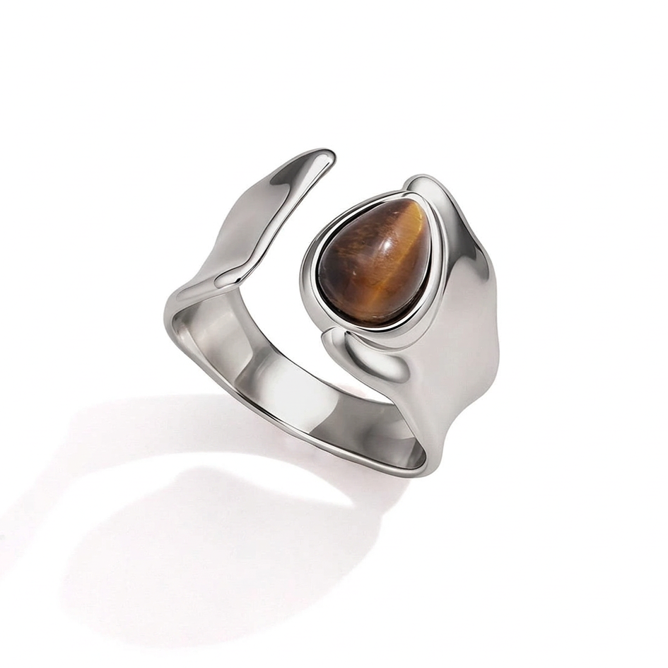 18K Gold Untamed Tiger Eye Statement Band Ring