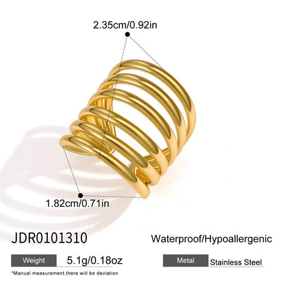 18K Gold Linear Muse Geometric Statement Ring
