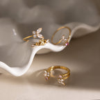 18K Gold Flutter Obsession Pink Butterfly Cuff Ring