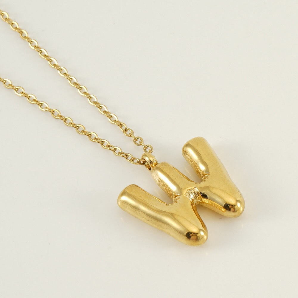 18K Gold Balloon Initial Pendant Necklace