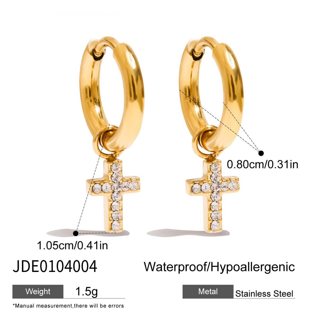 18K Gold Little Wonders Small Hoop Dangle Cartilage Huggie Earrings with Charm