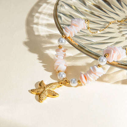 18K Gold Starfish Puka Shell Necklace