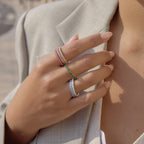 18K Gold and Silver Gem Palette Eternity Ring