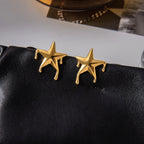 18K Gold Golden Drip Cherry Lips Star Statement Stud Earrings