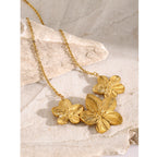 18K Gold Summer Flower Pendant Statement Necklace
