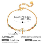 18K Gold Enchanted Garden Flower Dragonfly Butterfly Dainty Bracelet