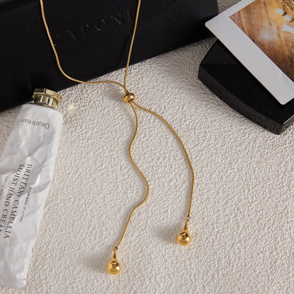 18K Gold Allure Teardrop Adjustable Lariate Chain Necklace