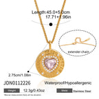 18K Gold Heart in Hand Pink Heart Hamsa Best Friend Coin Pendant Necklace