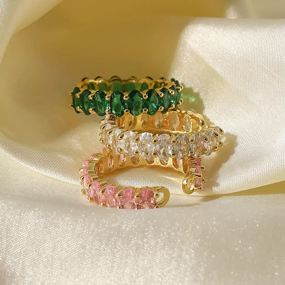 18K Gold Dazzle Bling Tennis Ring