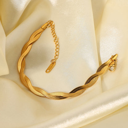 18K Gold Twisted Herringbone Bracelet