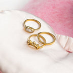 18K Gold Moon Bling Slim Stacking Rings Set