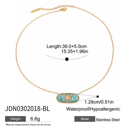 18K Gold Seashell Jelly Color Dainty Pendant Necklace