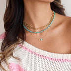 18K Gold Evil Eye Dainty Pendant Turquoise Necklace