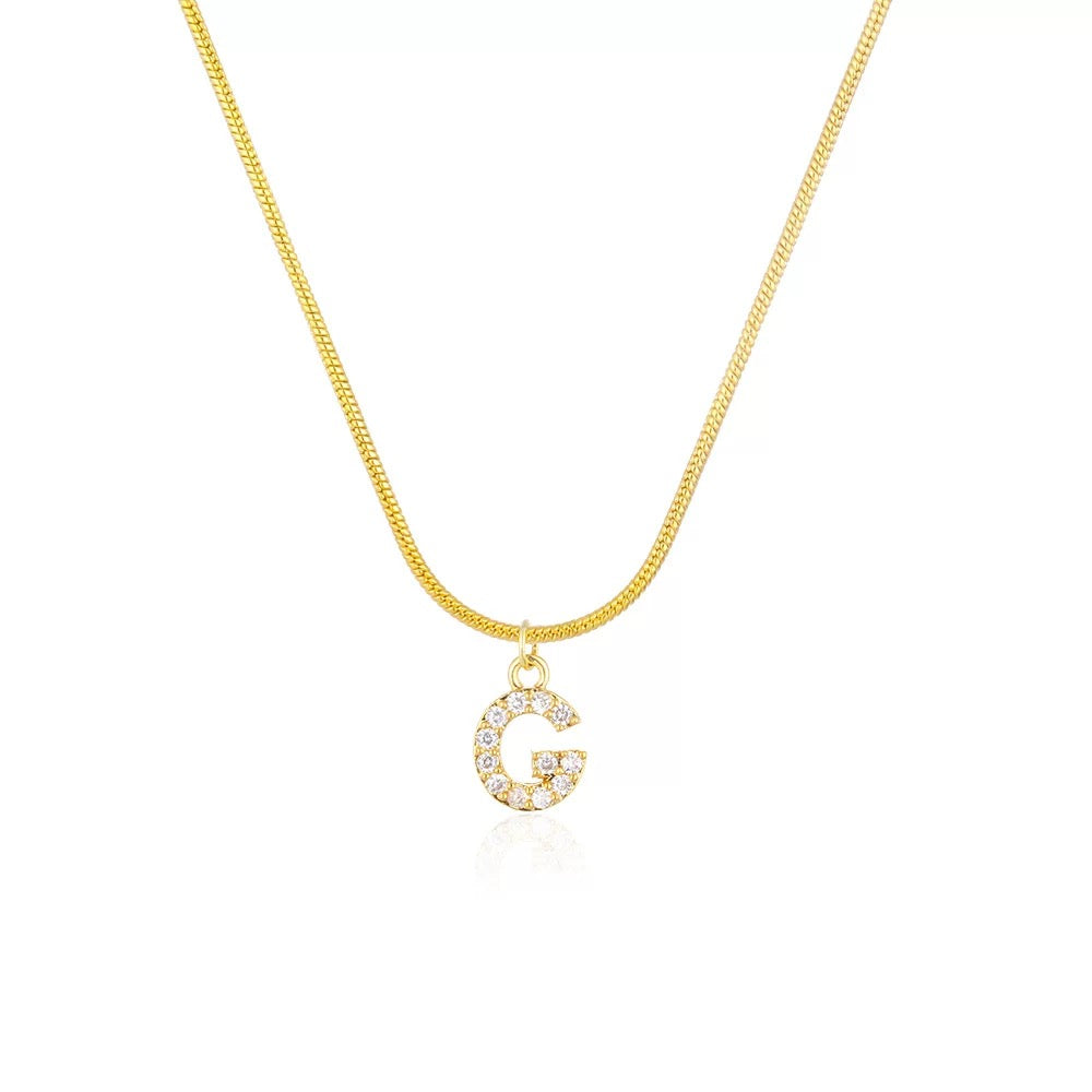 18K Gold Minimalist Glam Initial Necklace