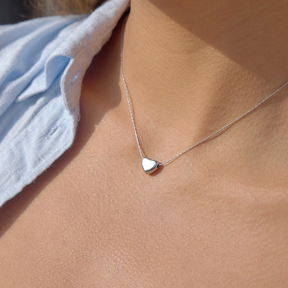 18K Gold and Silver Soft Crush Bubble Pendant Dainty Heart Layered Necklace Set