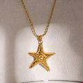 18K Gold Ocean Swirl Starfish Pendant Necklace