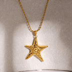 18K Gold Ocean Swirl Starfish Stud Earrings