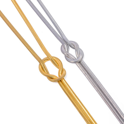 18K Gold Knotted Herringbone Snake Chain Choker Necklace