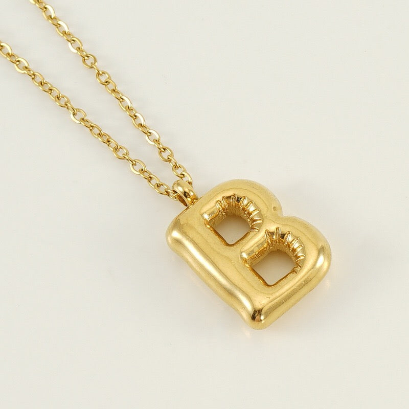 18K Gold Balloon Initial Pendant Necklace