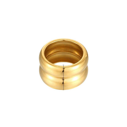18K Gold Double Bubble Statement Band Ring