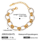 18K Gold and Silver Two Tone Duality Chain Bracelet Stack