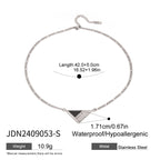 18K Gold Mother of Pearl Triangle Pendant Figaro Chain Necklace