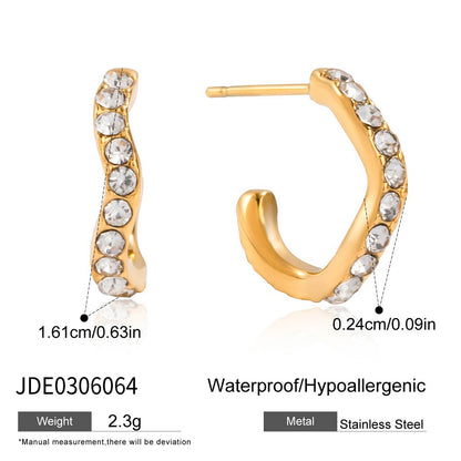 18K Gold Angel Wings Minimalist Bling Huggie Earrings Ear Cuff Set