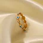 18K Gold Evil Eye Stacking Ring
