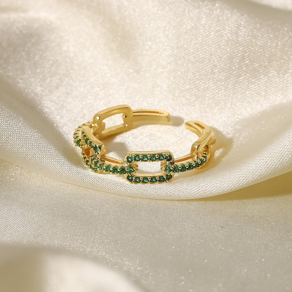 18K Gold Bling Link Ring