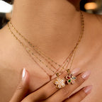 18K Gold Sweet Bloom Spinning Flower Pendant Necklace