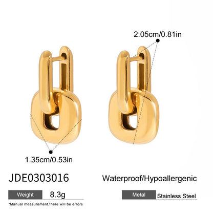 18K Gold Bold Link Statement Huggie Earrings