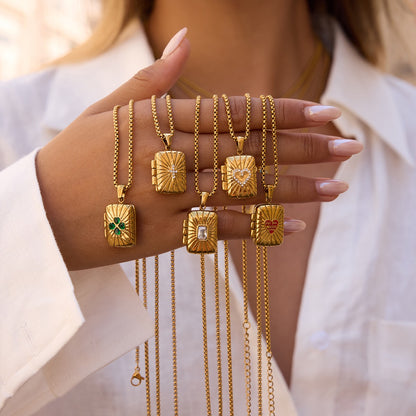 18K Gold Keepsake Heart Book Locket Pendant Box Chain Necklace