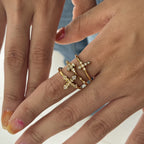 18K Gold Grace Cross Pave Stacking Rings