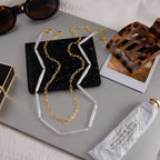 18K Gold Elegance Long Paper Clip Chain Layered Necklace Set