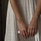 18K Gold Power Play Ribbed Cuff Bangle Paperclip Chain Bracelets Stack