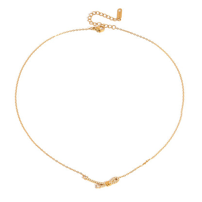 18K Gold The Promise Knot Pave Dainty Pendant Necklace
