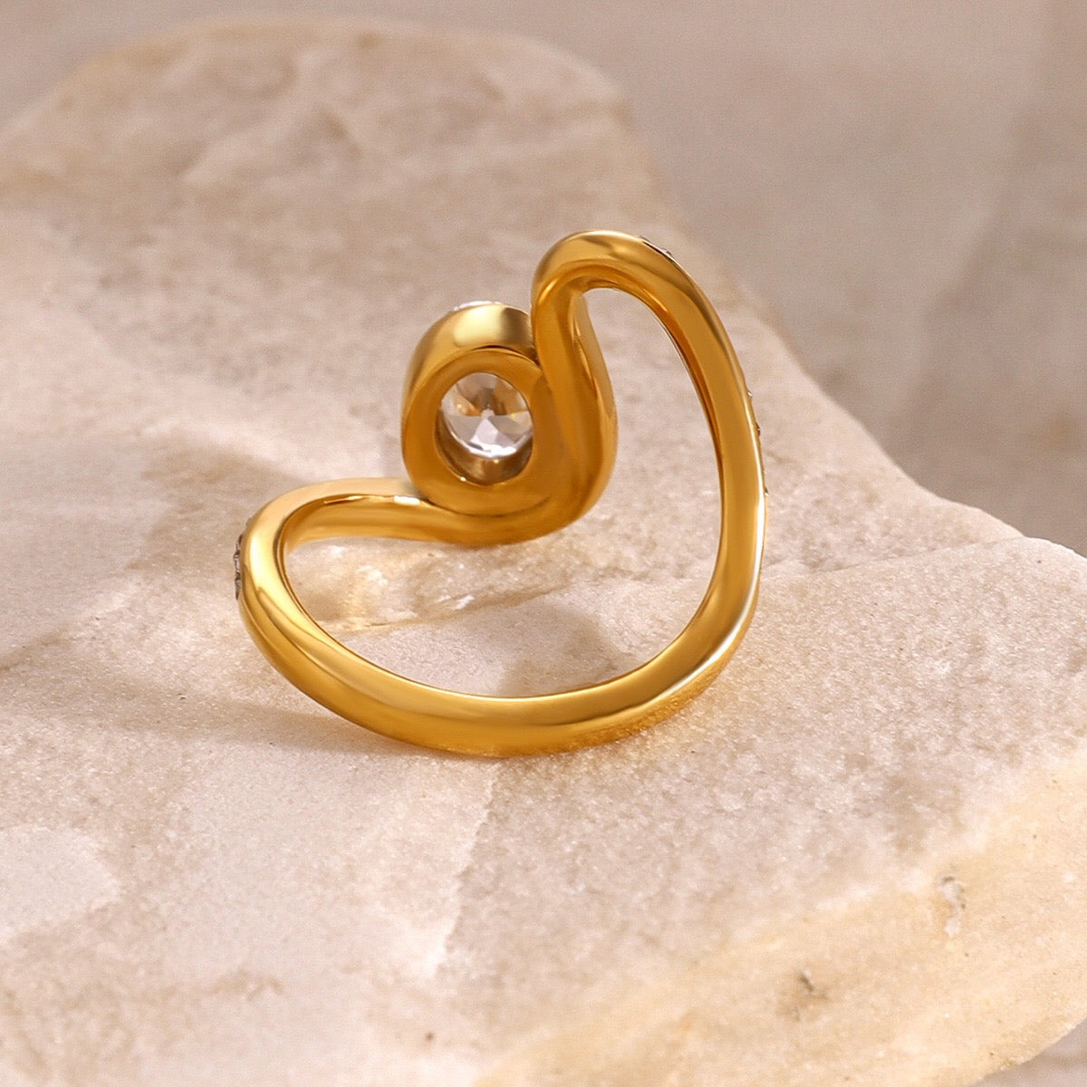18K Gold Unique Flow Forever Jewel Statement Ring