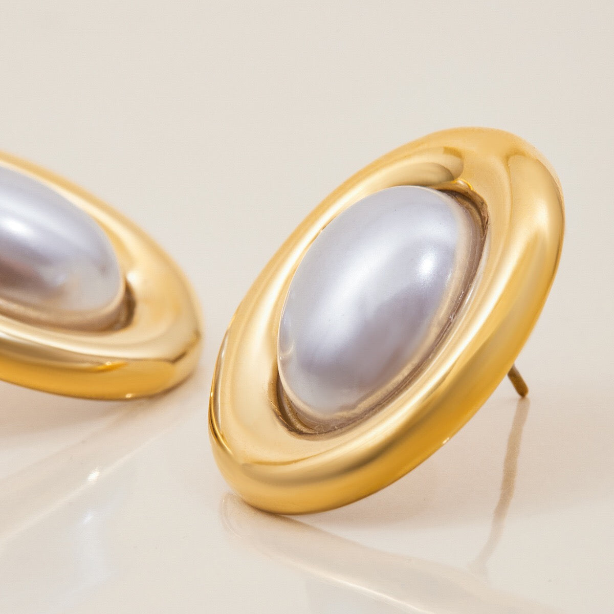 18K Gold Couture Pearl Statement Stud Earrings