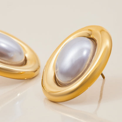 18K Gold Couture Pearl Statement Stud Earrings