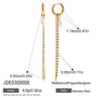 18K Gold Starstruck Tennis Chain Pearl Drop Dangle Huggie Earrings