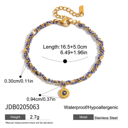 18K Gold Cozy String Chain Dainty Charm Bracelet