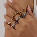 18K Gold MOM DAD BRO Letter Stacking Ring