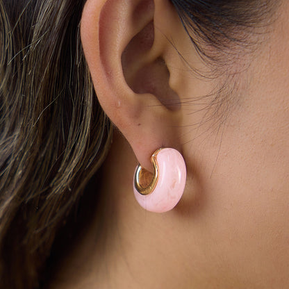 18K Gold Summer Gelato Chunky Hoop Huggie Earrings