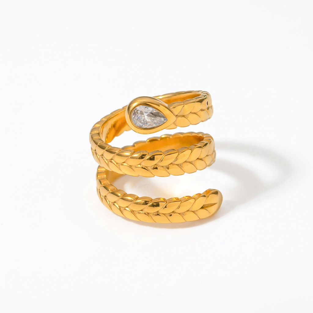 18K Gold Olive Branch Statement Ring