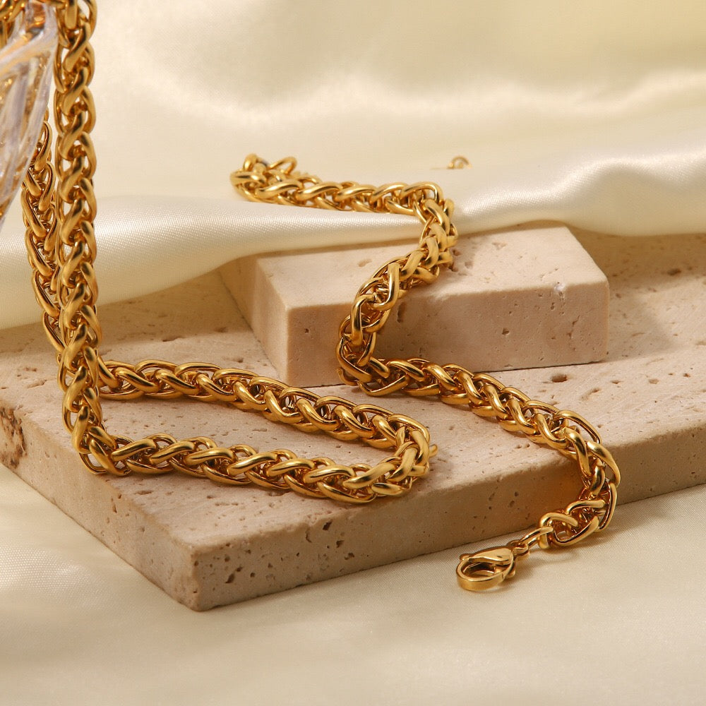 18K Gold Braided Chain Bracelet