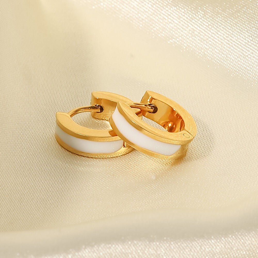 18K Gold Color Small Hoop Huggie Earrings