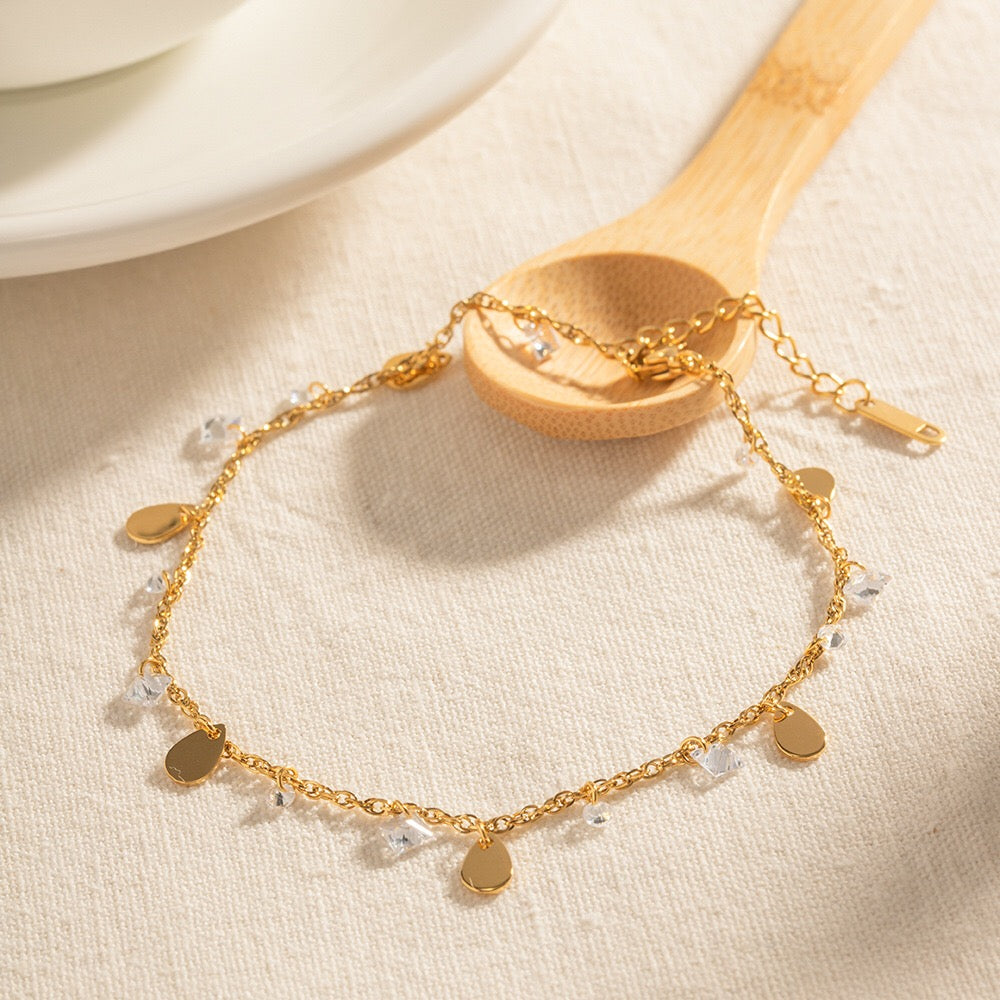 18K Gold Sunbeam Dainty Chain Anklet